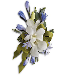 Blue and White Elegance Corsage from Olney's Flowers of Rome in Rome, NY